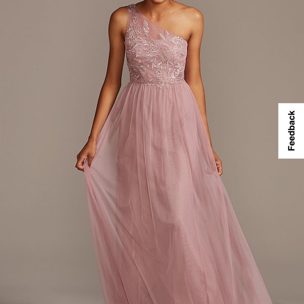 One-Shoulder Embroidered Soft Net Dress